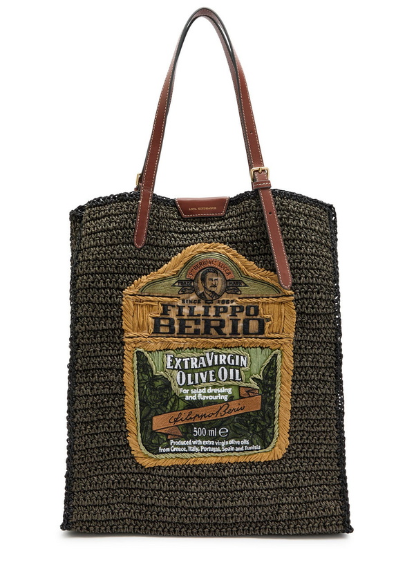 Photo: Anya Hindmarch Filippo Berio Raffia and Leather Tote bag - Khaki - One Size