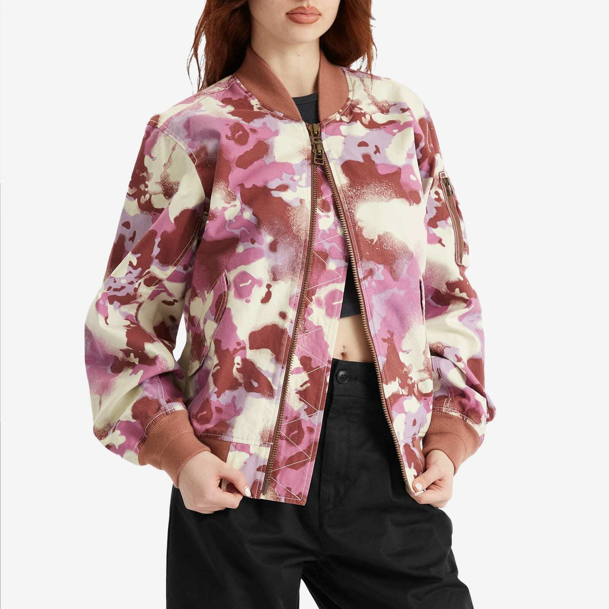 A Bathing Ape Women's Map Camo Bomber Jacket in Pink 