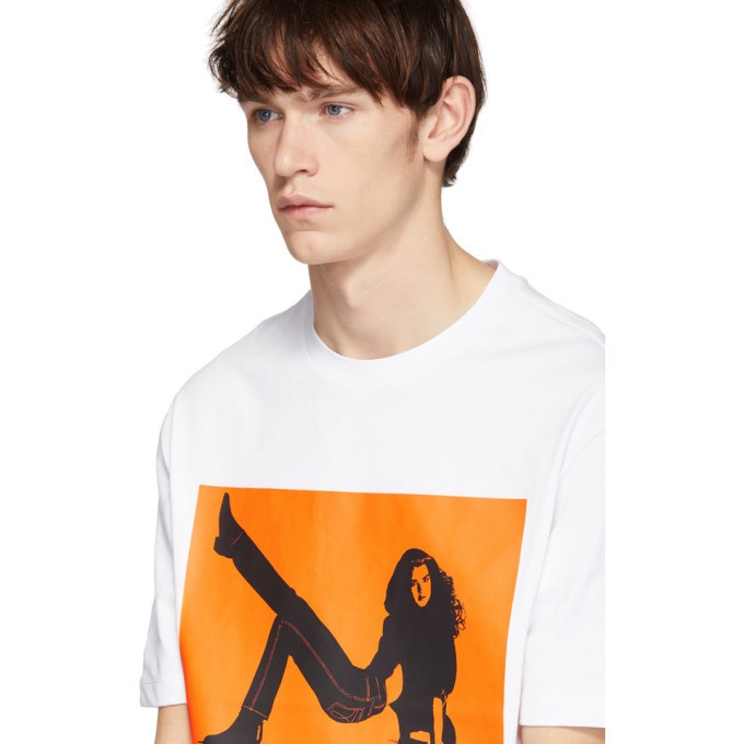 Calvin Klein Jeans Est. 1978 White and Orange Icon Printed T-Shirt