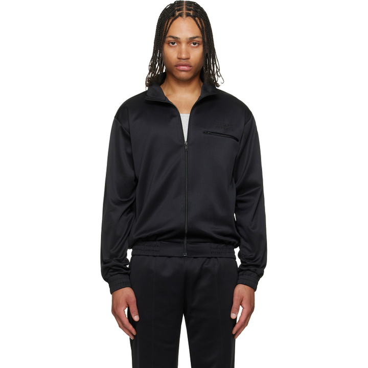 Photo: MM6 Maison Margiela Black Embroidered Logo Track Jacket