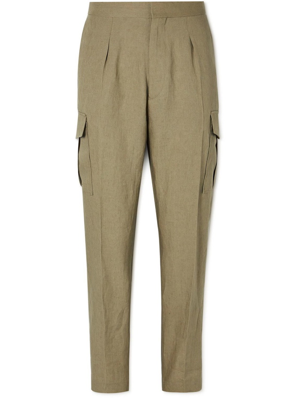 Photo: Paul Smith - Gents Tapered Linen Cargo Trousers - Green
