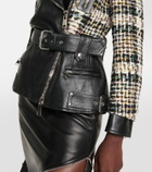 Alexander McQueen Leather-trimmed biker jacket