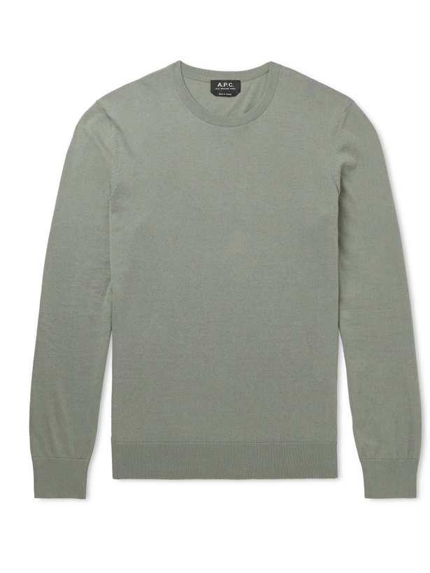 Photo: A.P.C. - Julien Slim-Fit Cotton and Cashmere-Blend Sweater - Green