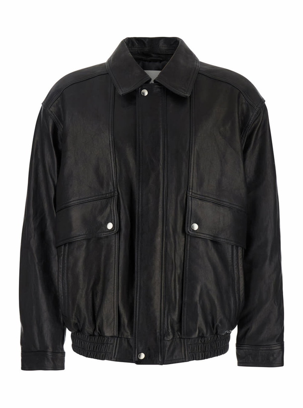 Photo: Dunst Black Jacket With Pockets On The Front And Elastic Hem In Leather Man