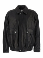 Dunst Black Jacket With Pockets On The Front And Elastic Hem In Leather Man