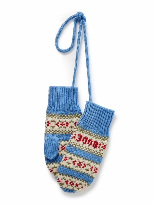 Photo: BODE - Wedgewood Fair Isle Virgin Wool Mittens - Blue