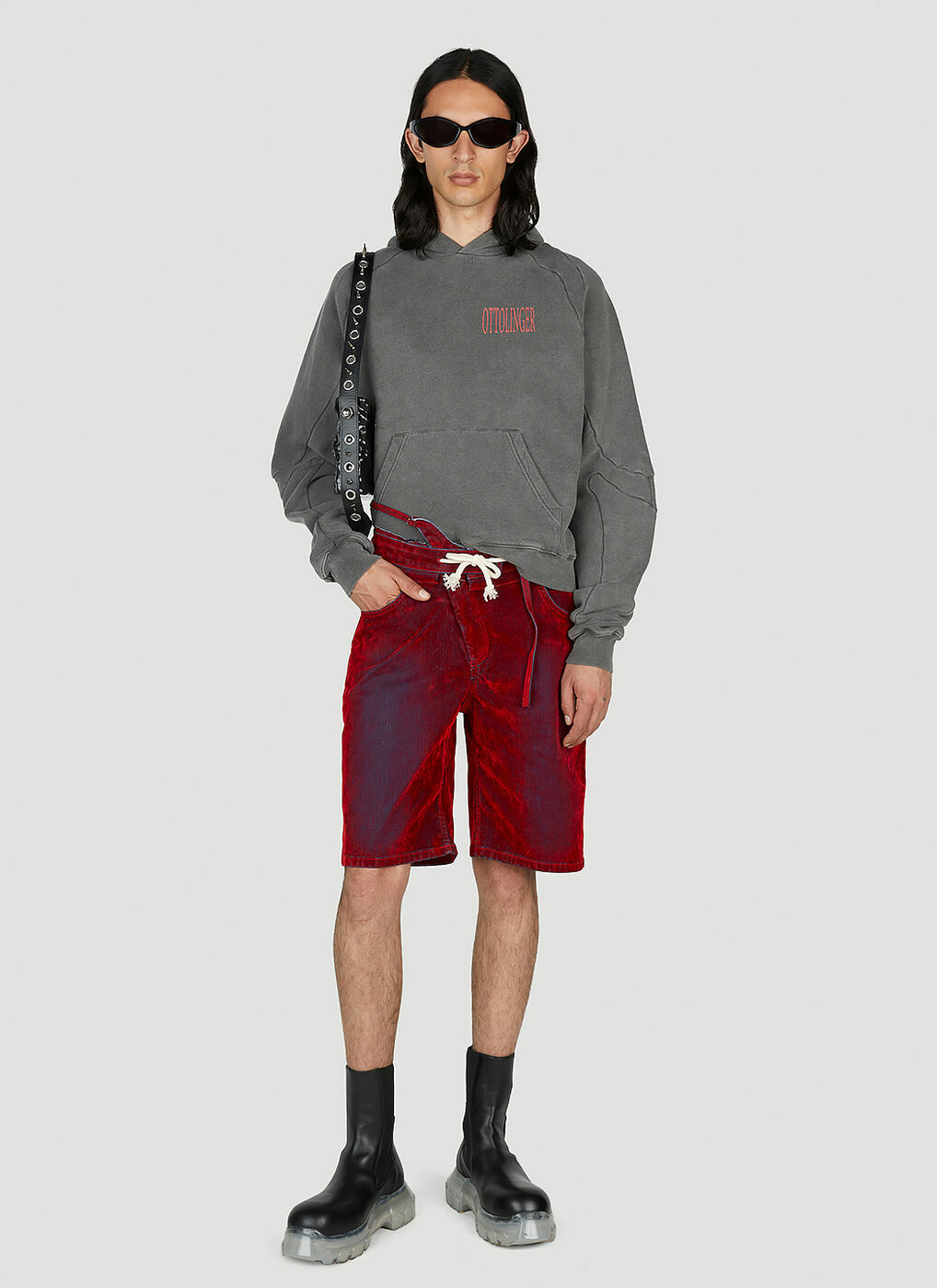 Ottolinger - x Brook Hsu Multiline Hooded Sweatshirt in Dark Ottolinger - x Brook Hsu Multiline Hooded Sweatshirt in Dark