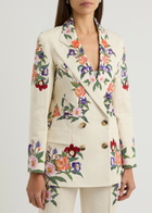 Borgo DE Nor Quinn Floral-print Stretch-cotton Blazer Cream