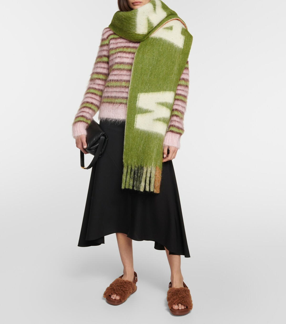 美品MARNI 23ss STRIPED BRUSHED WOOL SCARF MARNI STRIPED BRUSHED WOOL SCARF ARTIC FW22 | 50%OFF SALE