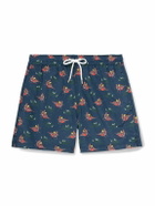 Drake's - Bathers Straight-Leg Mid-Length Printed Swim Shorts - Blue