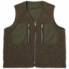 Café Mountain Men's Reversible Mountain Fleece Vest in Earth/Moss