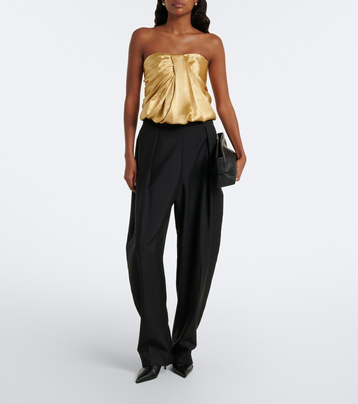Tove Eden gathered silk satin bustier top
