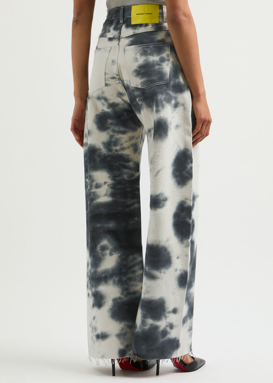 Marques' Almeida Tie-dye Wide-leg Jeans Cream