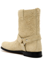 Loewe Campo Brushed Suede Biker Boots Cream