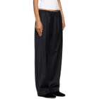 ssstein Black Wool Silk Drawstring Easy Trousers