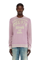 Diesel Treated cotton jumper with slogan - Knitwear Mens in Violet