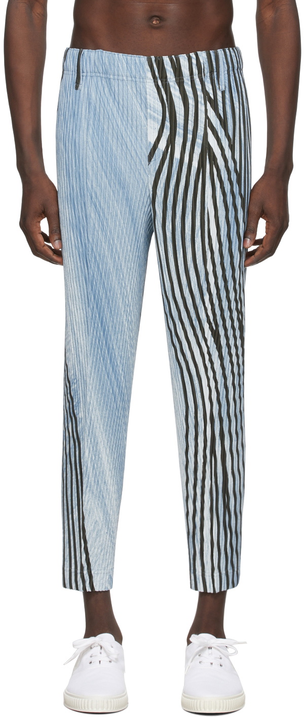Homme Plissé Issey Miyake Blue Body Movement Trousers Homme Plisse