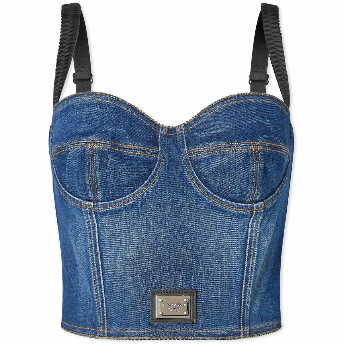 Dolce & Gabbana Women's Denim Bustier Top in Blue