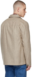 Wood Wood Taupe Clive Wool Shirt