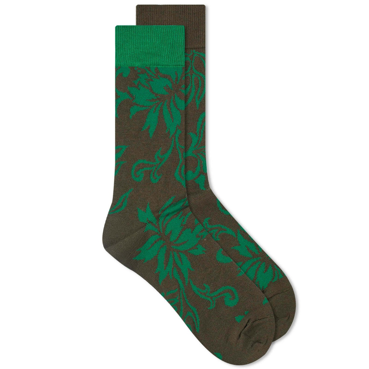Photo: Sacai Men's Floral Socks in Green
