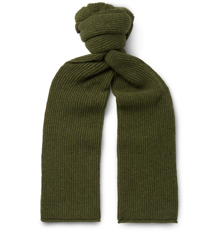 Photo: NN07 - Ribbed Donegal Wool-Blend Scarf - Green