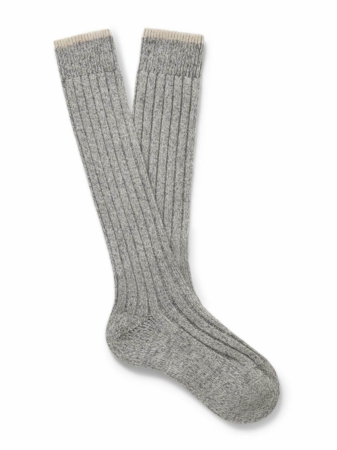 Photo: Brunello Cucinelli - Ribbed Cashmere Socks - Gray