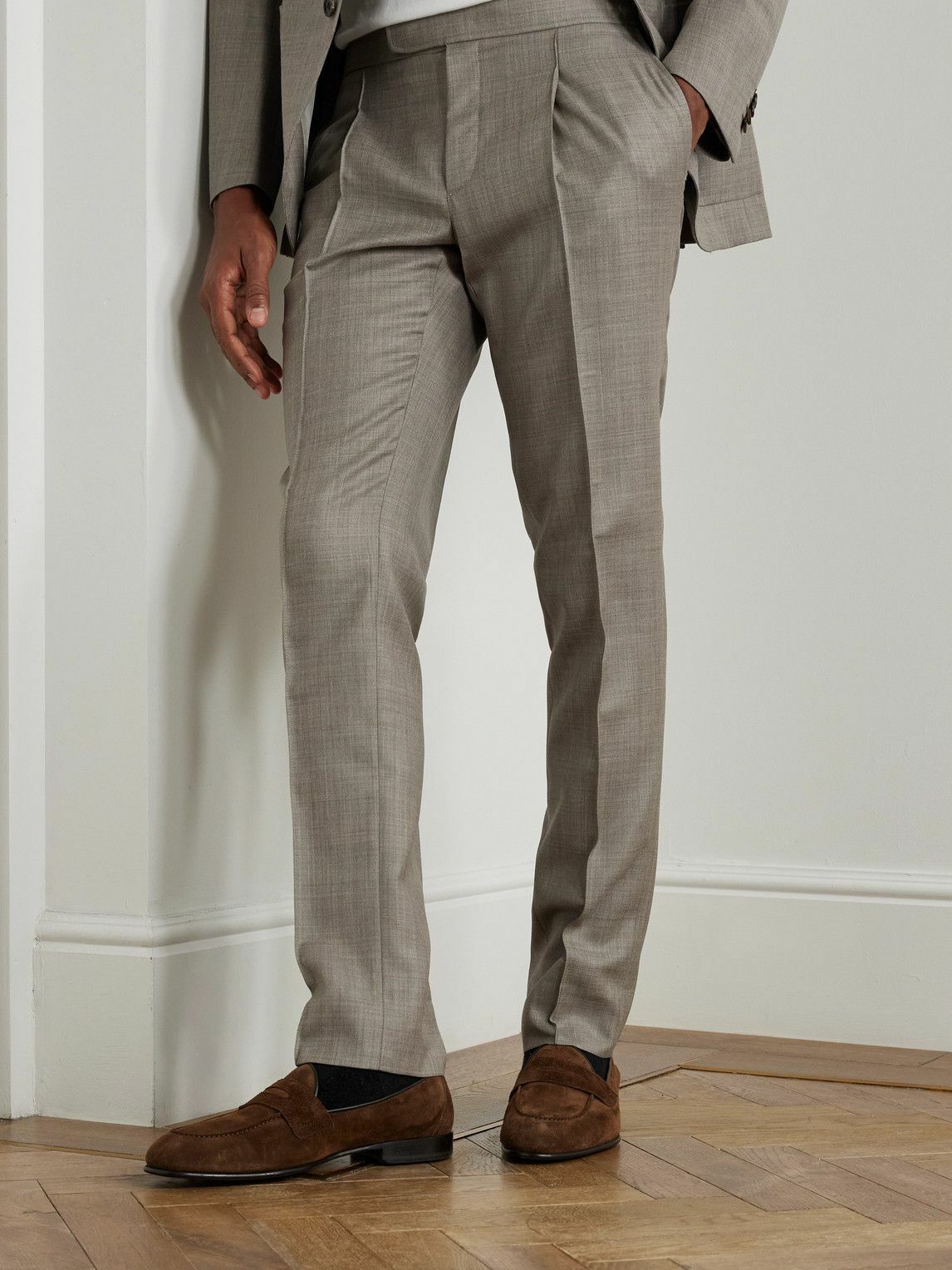 Brioni - Appia Suede Penny Loafers - Brown
