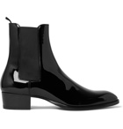 SAINT LAURENT - Wyatt Patent-Leather Chelsea Boots - Black
