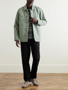 Mr P. - Garment-Dyed Cotton and Linen-Blend Twill Overshirt - Green