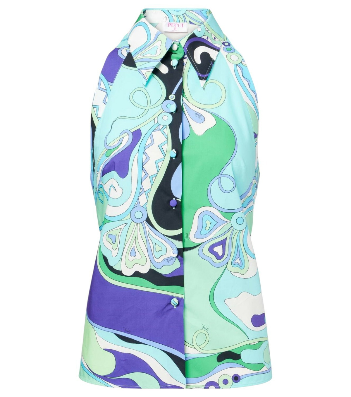 EMILIO PUCCI 貝殻柄　バックオープン クロップド丈キャミソール Pucci Cotton poplin crop top Emilio Pucci