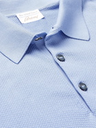 BRIONI - Textured-Cotton Polo Shirt - Blue