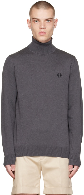 Photo: Fred Perry Gray Roll Neck Turtleneck
