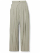 Amomento - Wide-Leg Pleated Shell Trousers - Neutrals