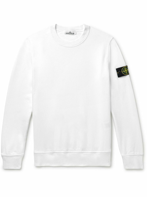 Photo: Stone Island - Logo-Appliquéd Cotton-Jersey Sweatshirt - White