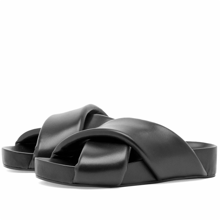 Photo: Jil Sander Wrap Front Slider Sandals in Black