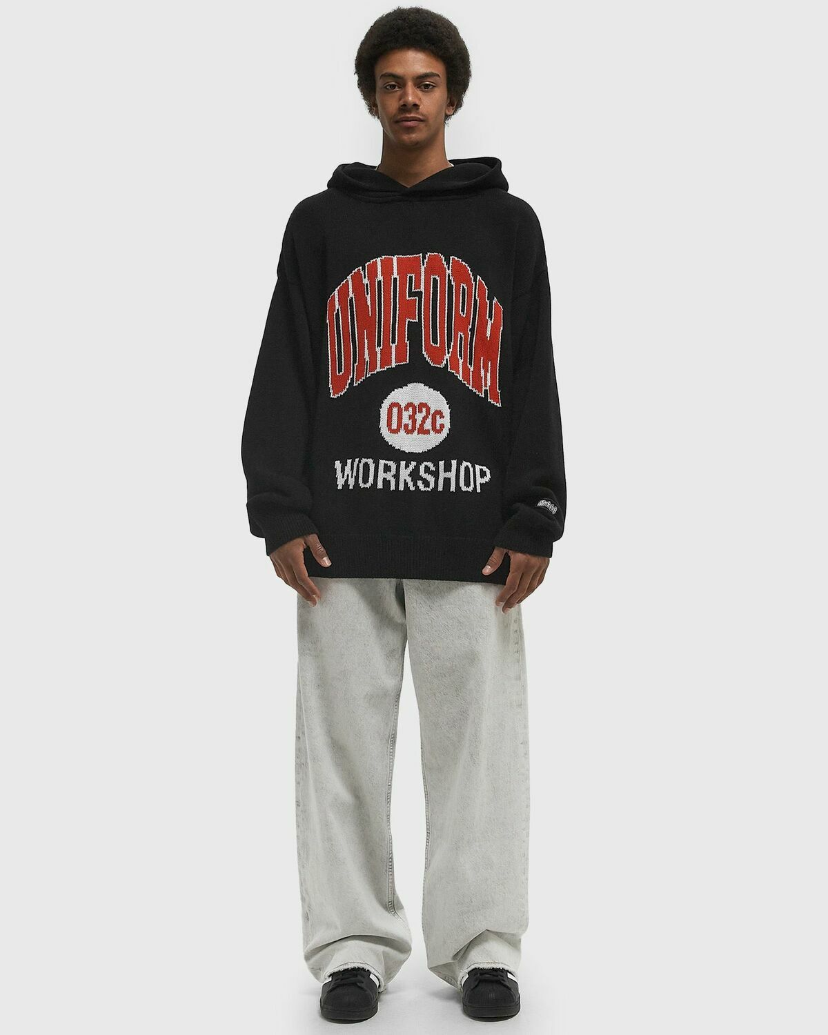 032c LUCKY STRIKE HOODED KNIT Black Mens Pullover