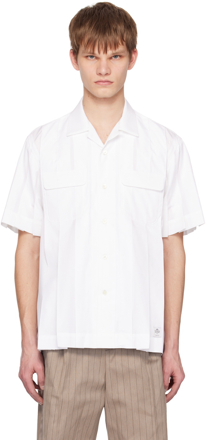 Sacai pleat-detail poplin shirt - White