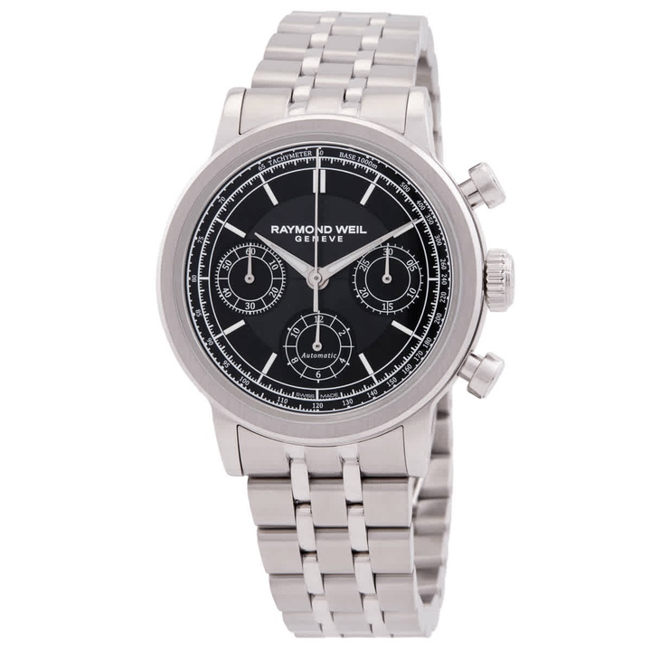Photo: Raymond Weil Millesime Chronograph Automatic Black Dial Mens Watch 7765-ST-20001