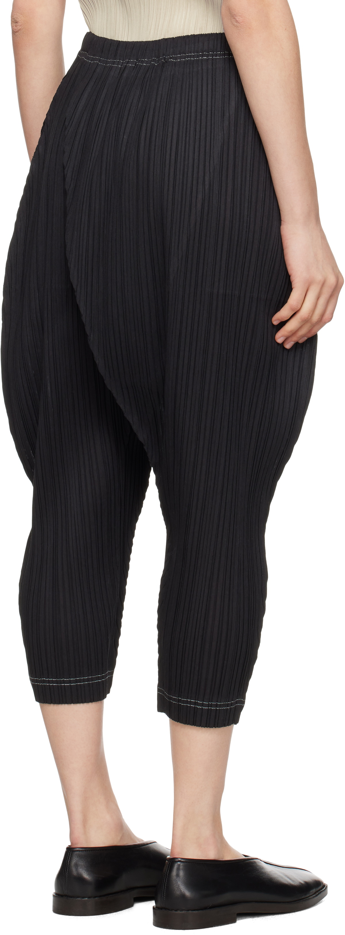 PLEATS PLEASE ISSEY MIYAKE Black Ramie Pleats Trousers Pleats