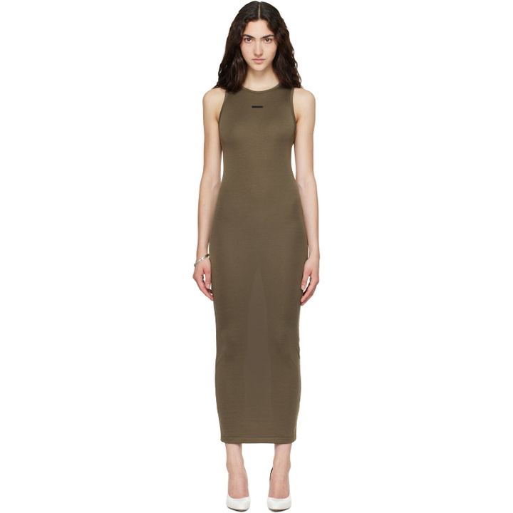 Photo: Fear of God ESSENTIALS Khaki Soft Rib Racerback Midi Dress