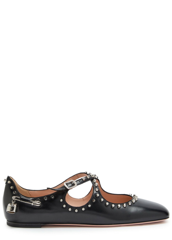 Photo: Bally Beliska Studded Leather Ballet Flats Black