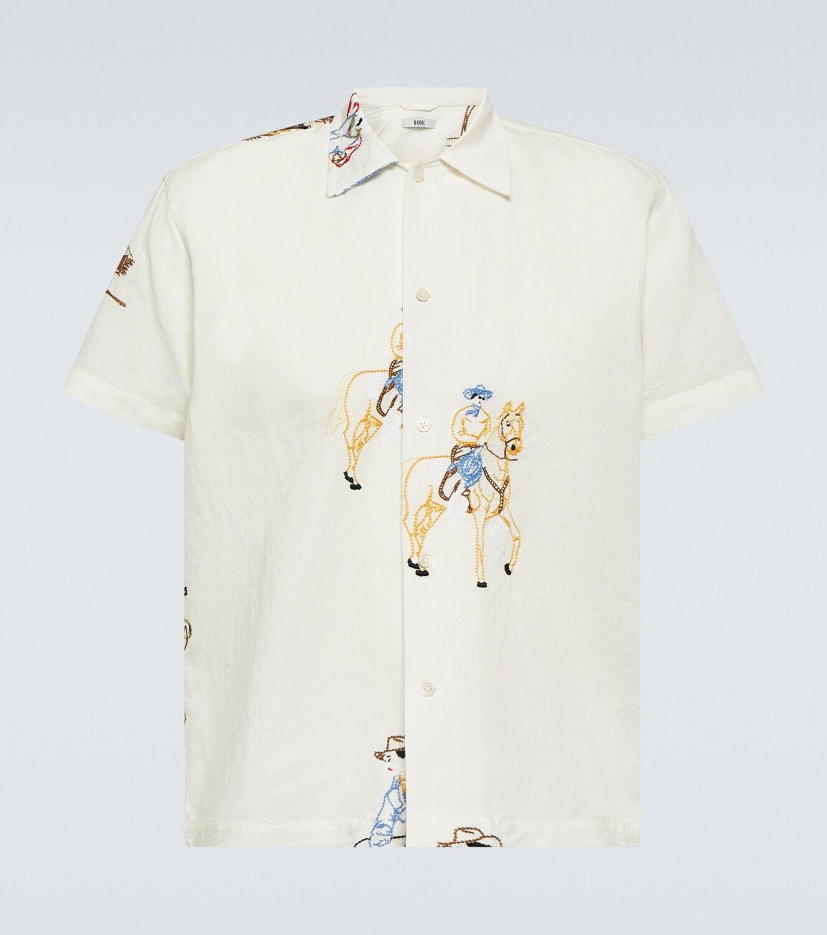 Bode Embroidered linen and cotton shirt