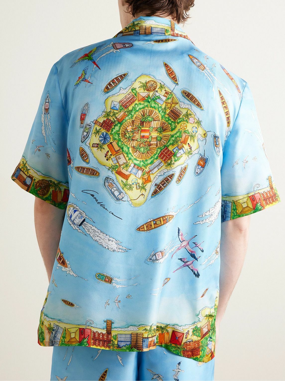 Casablanca - Maison Sur Piloti Convertible-Collar Printed Silk-Twill ...