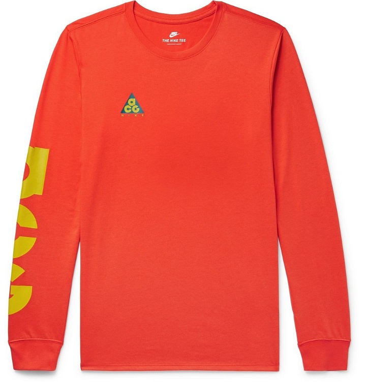 Photo: Nike - ACG Logo-Print Cotton-Blend Jersey T-Shirt - Men - Red