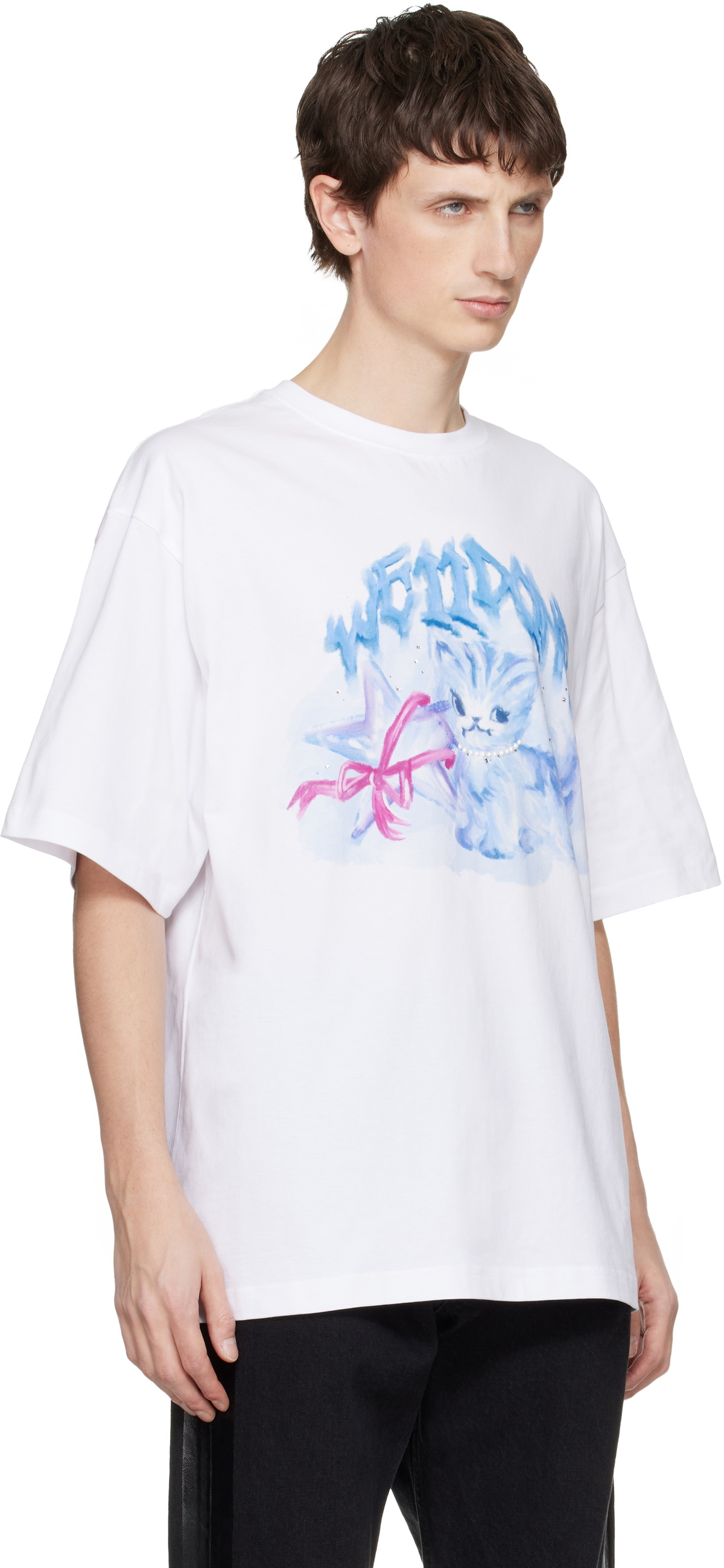 We11done White Watercolor Monster T-shirt We11done