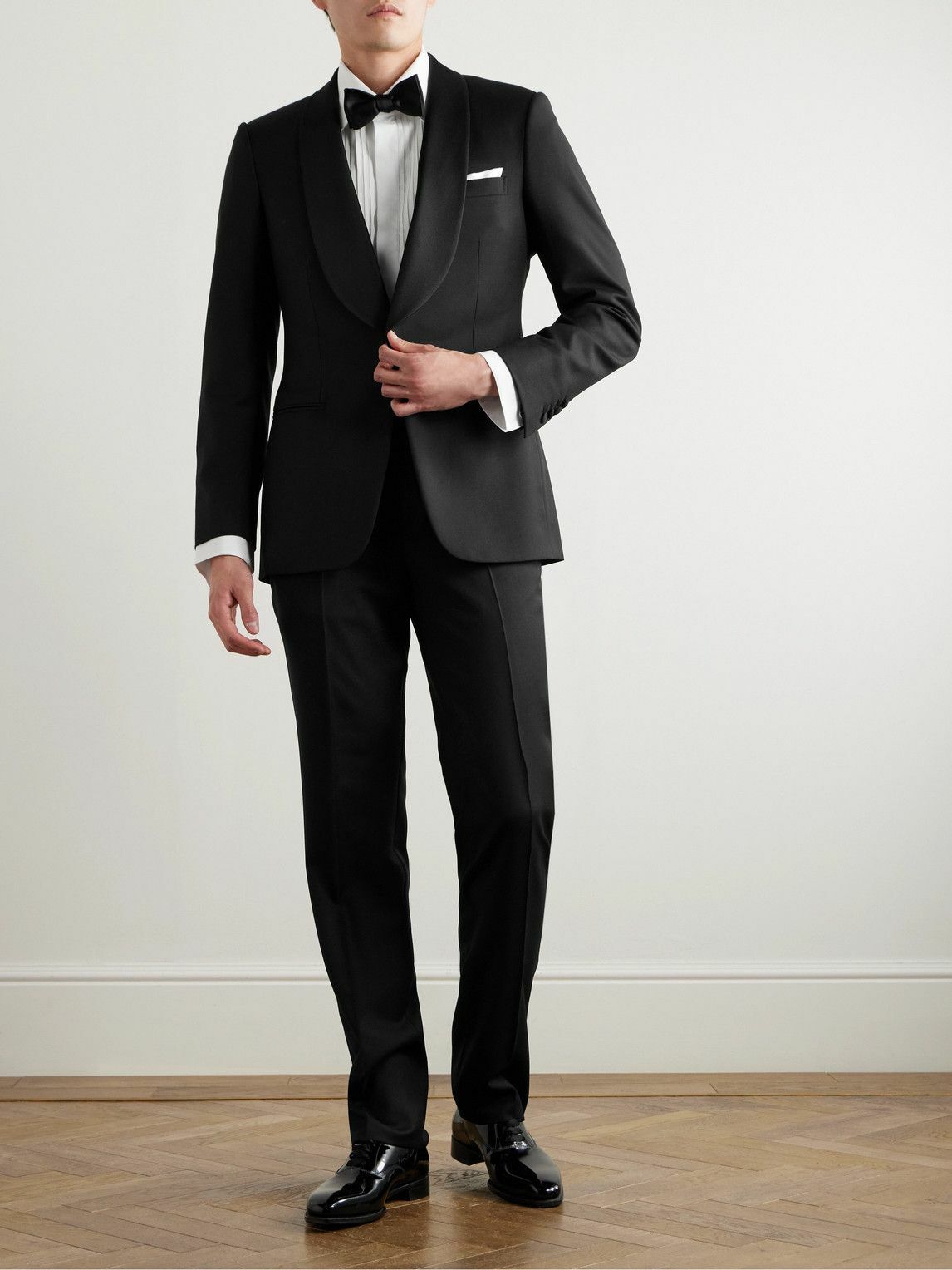Kingsman - Straight-Leg Grosgrain-Trimmed Wool Tuxedo Trousers - Black