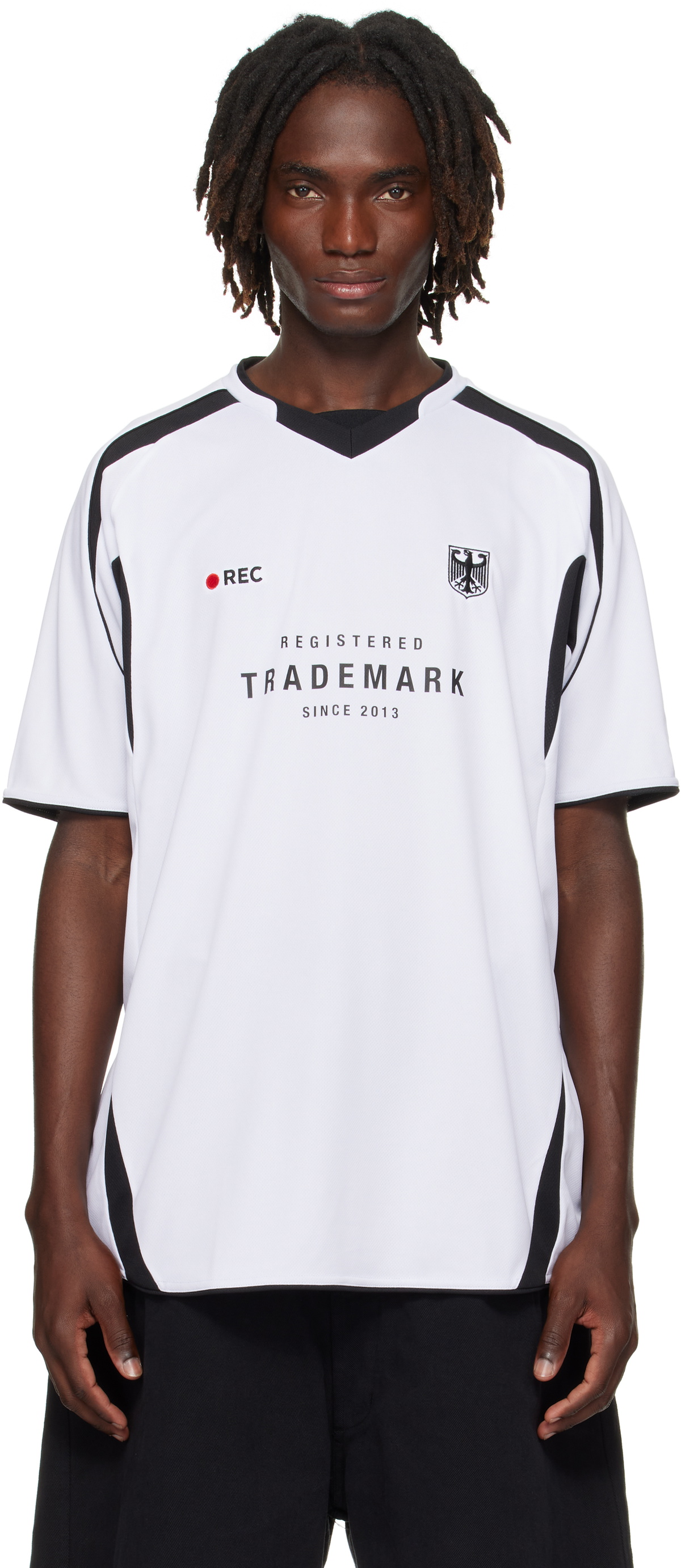 【関税込み】VETEMENTS レッド 'Trademark' Football ジャージー VETEMENTS Red 'Trademark' Football Jersey Vetements