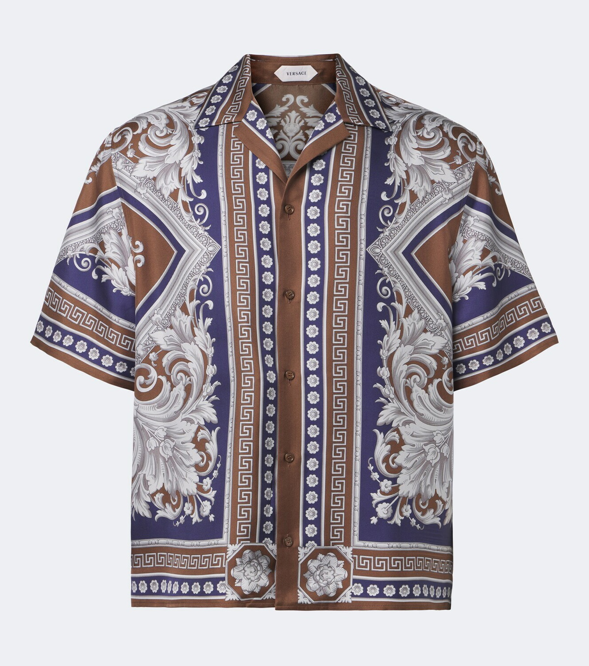 Versace Neoclassical Barocco silk twill bowling shirt