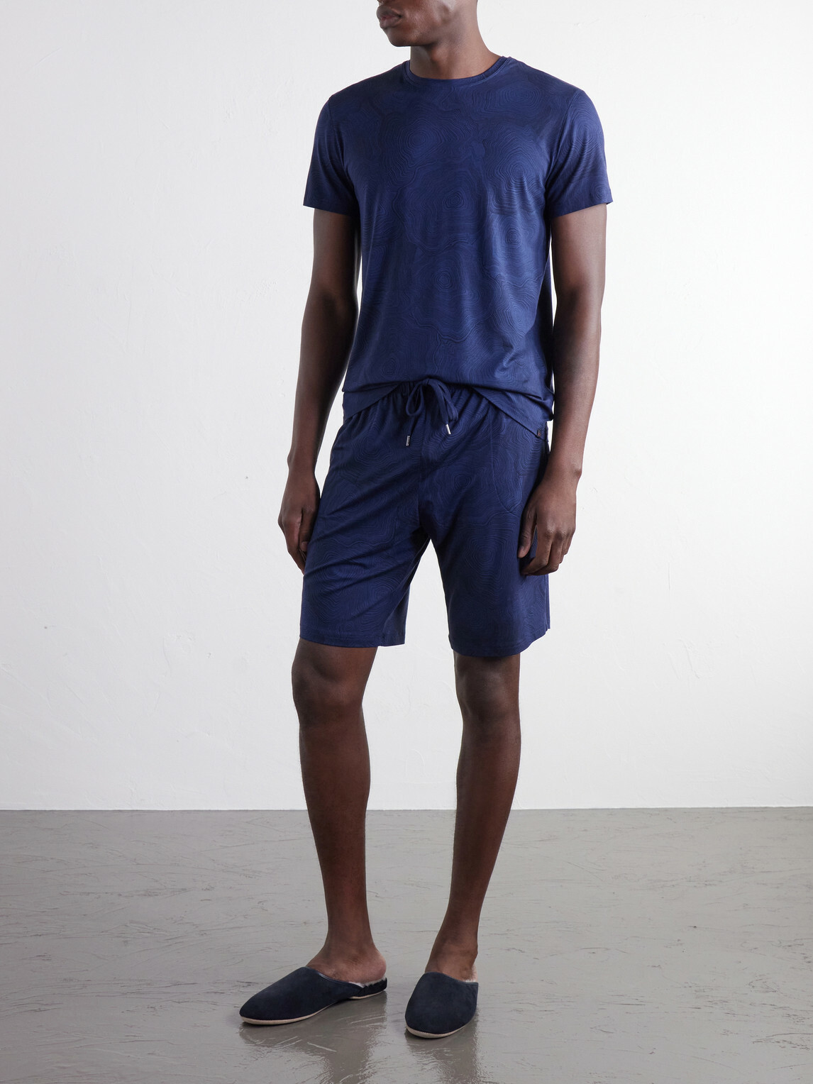 Derek Rose - London Printed Modal-Blend Jersey Pyjama T-Shirt - Blue