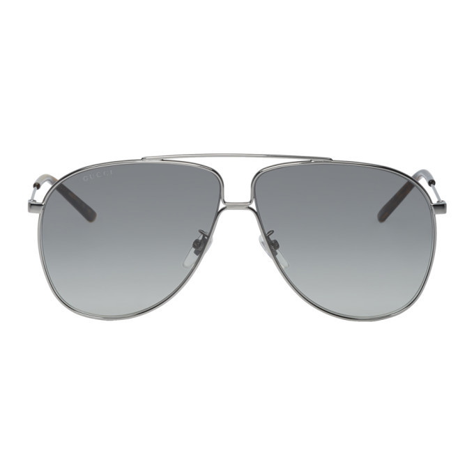 Photo: Gucci Gunmetal Ultra-Light Aviator Sunglasses